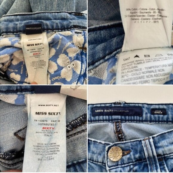 Miss Sixty jeans Style Shock ripped destroyed denim low rise slim straight 28 - Picture 6 of 12